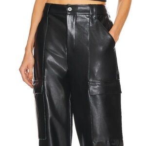 Black Cargo Leather Pants